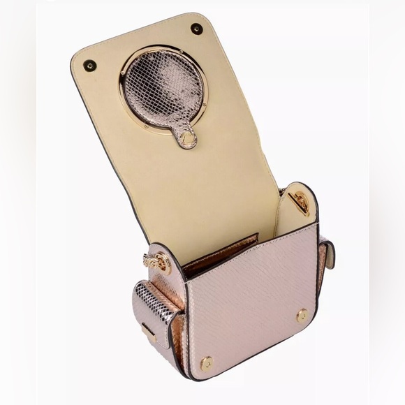 *FINAL* NWT $365 Michael Michael Kors Metallic Snakeskin Crossbody Camera Bag - Picture 4 of 10